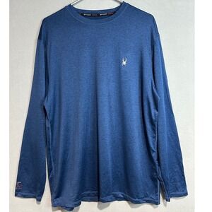 Spyder Rash Guard Mens Large Blue Long Sleeve UPF 50+ Swim Shirt Performance